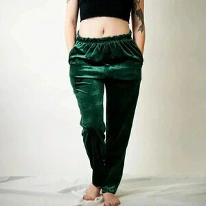 Vintage 90s Green Velvet Velour Joggers